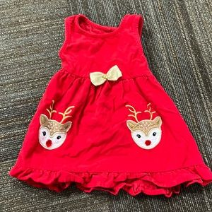 🎄Nannette Baby - Red Corduroy Reindeer Christmas Dress 🎄 24 months